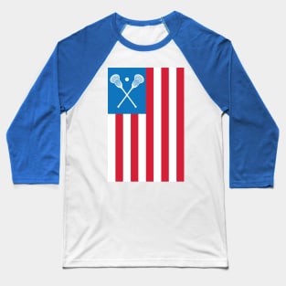 American Flag Lax 4th of July Lacrosse Helmet Sticks Baseball T-Shirt